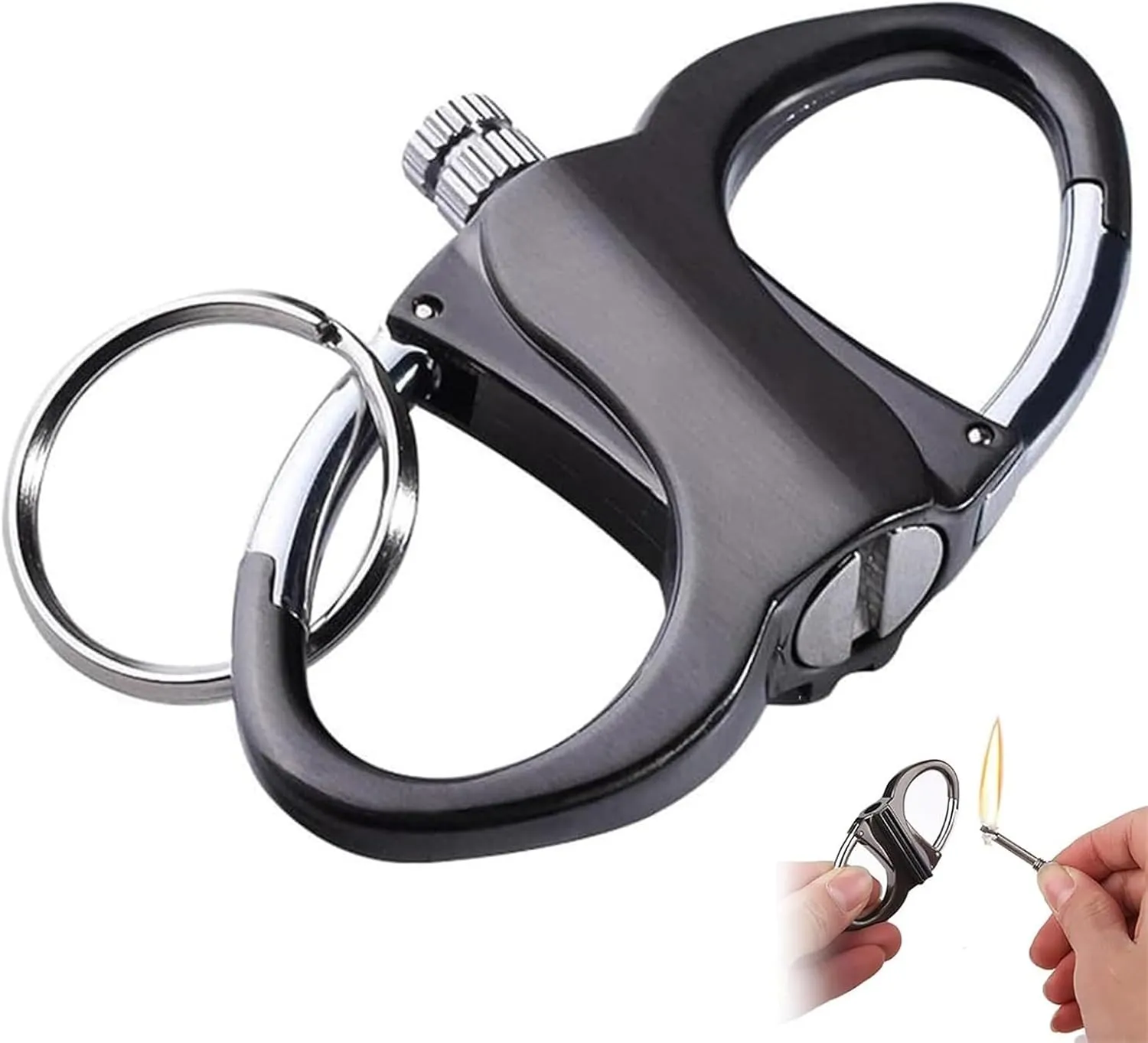 Metal Kerosene Lighter with Permanent Matches, Reusable, Waterproof Matches for lighters, Convenient Keychain Emergency Matches for Survival (no Fuel)(Black)