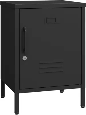 Metal Nightstand Modern End Side Table Steel Bedside Storage Cabinet with Shelf Easy Assembly for Living Room Bedroom （15.8”W x 15”D x 22.5”H ）