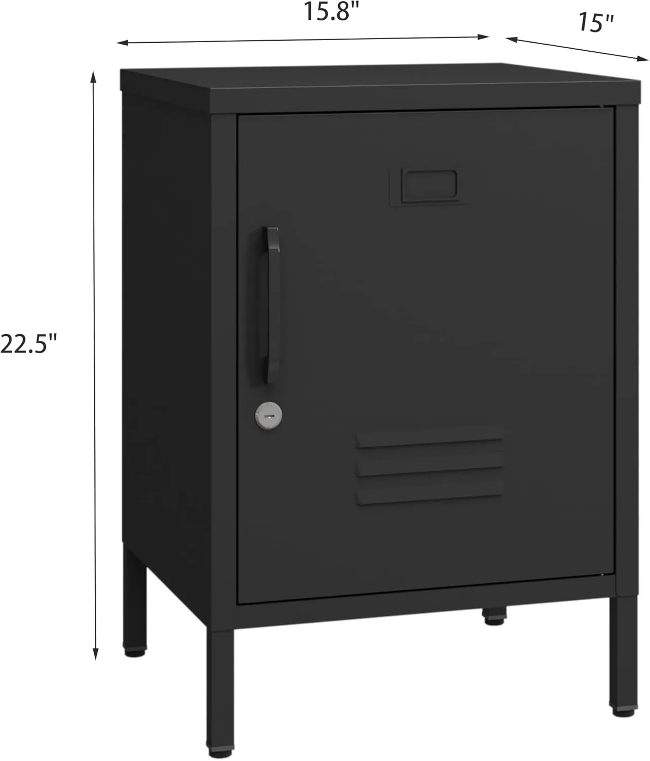 Metal Nightstand Modern End Side Table Steel Bedside Storage Cabinet with Shelf Easy Assembly for Living Room Bedroom （15.8”W x 15”D x 22.5”H ）