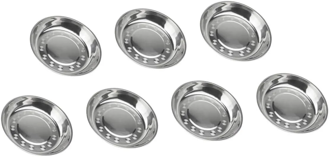 Metal Picnic Plate 7pcs Divided Serving Platter Outdoor Camping Snack Tray Dipping Sauce Dishes