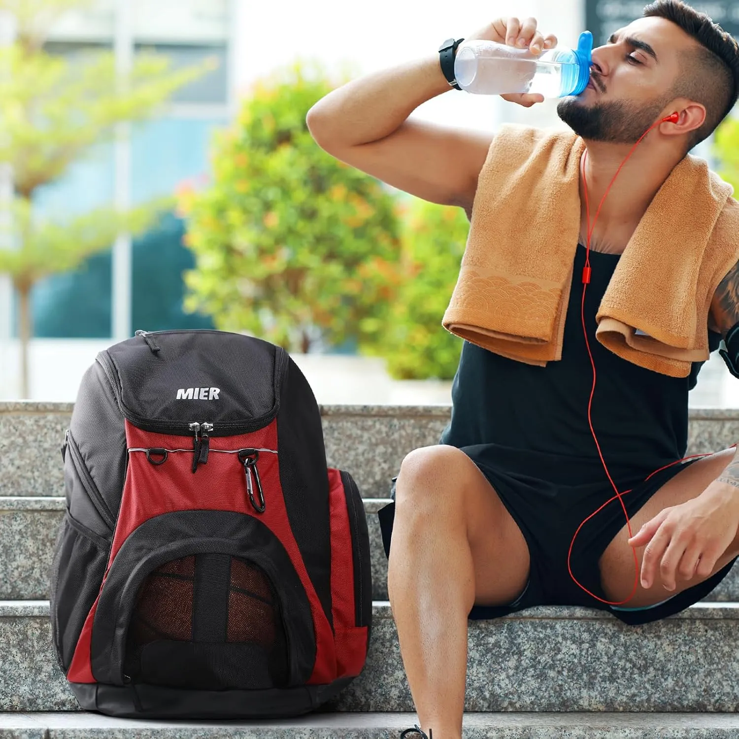 MIER Basketball Backpack Large Sports Soccer Bag with Ball/Shoes Holder for Men Women Volleyball Gym Equipment Training, 40L