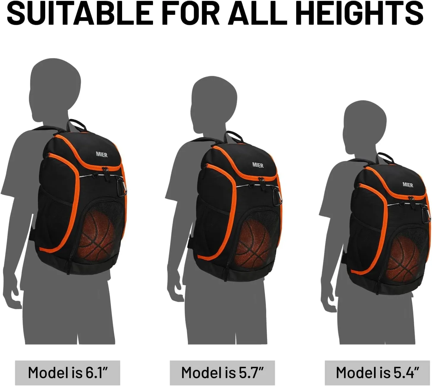 MIER Basketball Backpack Large Sports Soccer Bag with Ball/Shoes Holder for Men Women Volleyball Gym Equipment Training, 40L