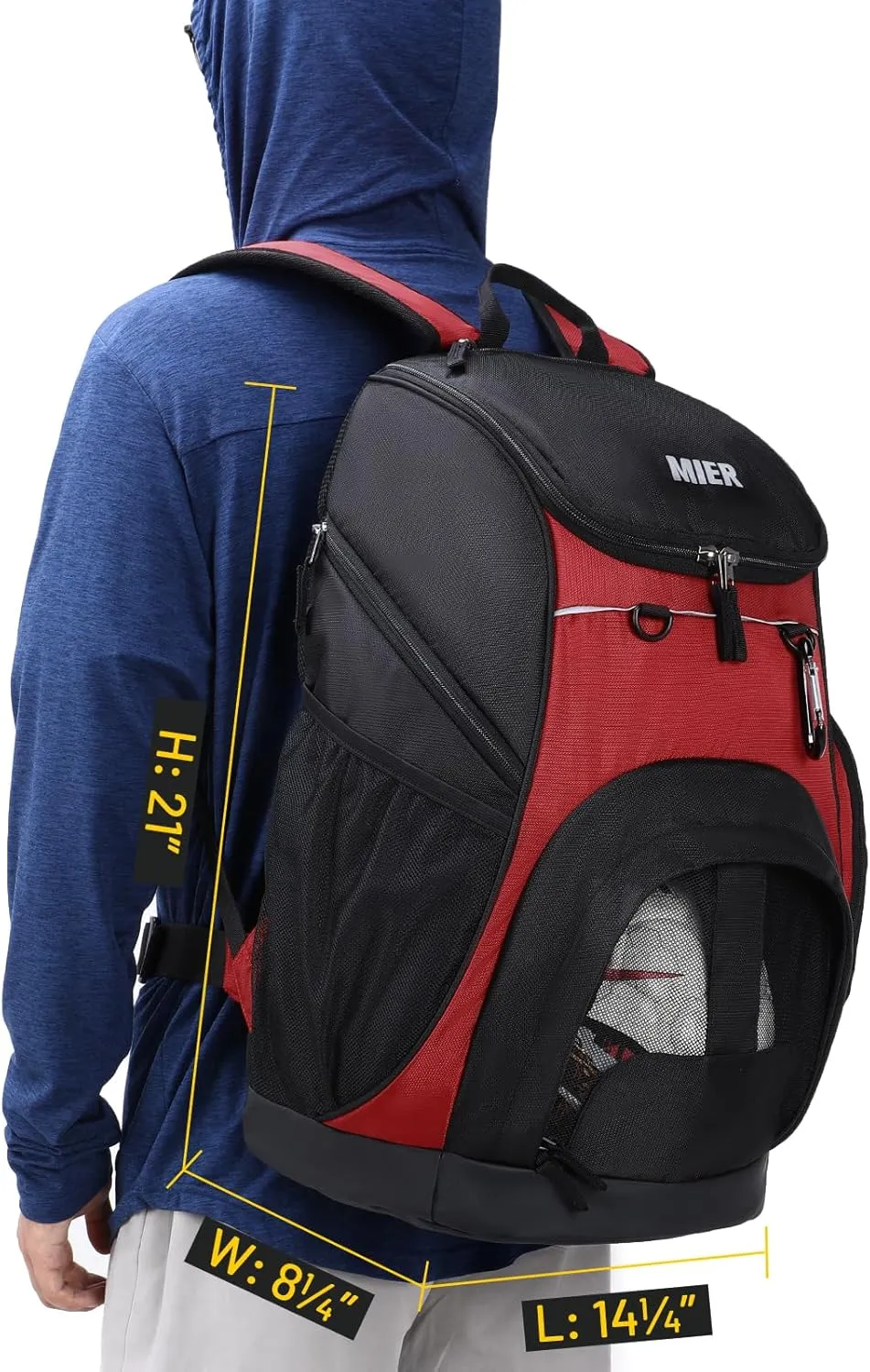 MIER Basketball Backpack Large Sports Soccer Bag with Ball/Shoes Holder for Men Women Volleyball Gym Equipment Training, 40L