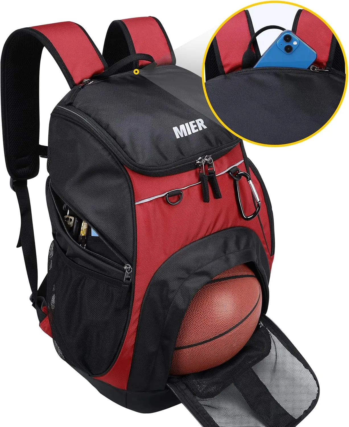 MIER Basketball Backpack Large Sports Soccer Bag with Ball/Shoes Holder for Men Women Volleyball Gym Equipment Training, 40L
