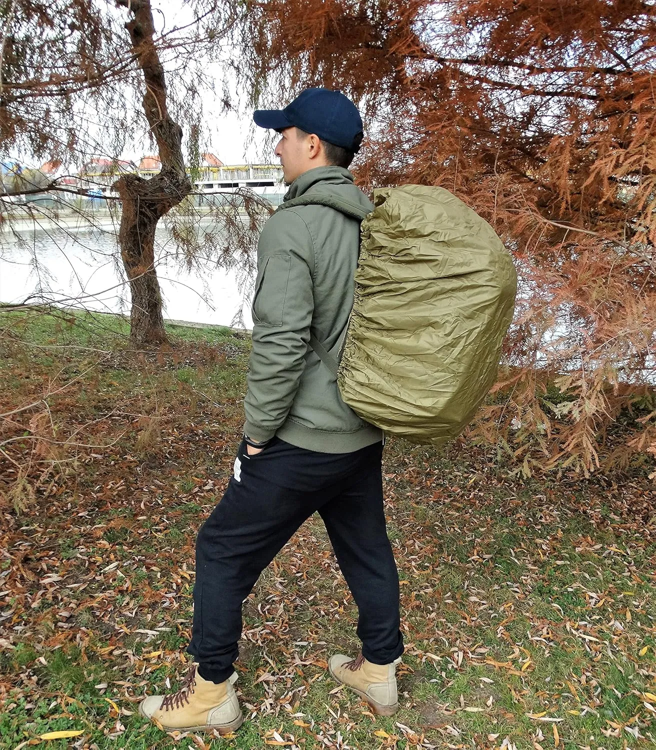 Mil-Tec Rucksack Waterproof Rainproof Cover Coyote Colour Backpack Cover 130 Liters Hiking Travel Camping