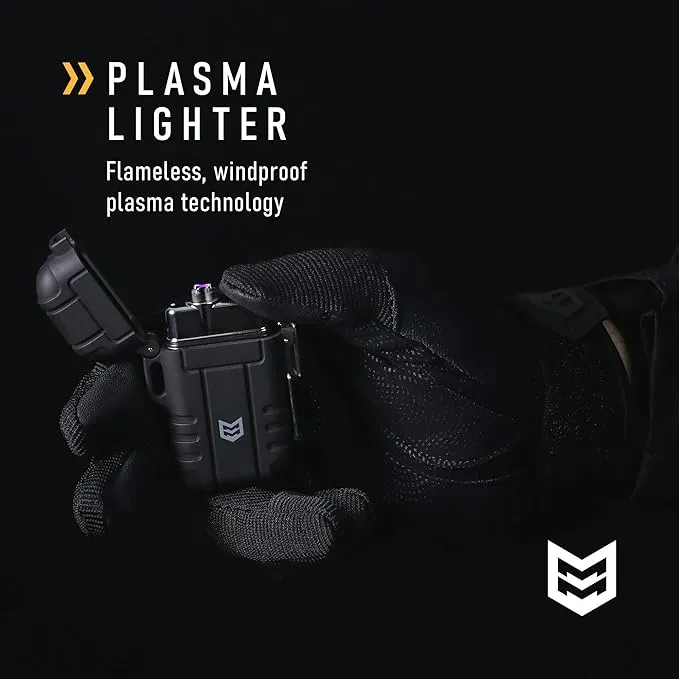 Mission Made Plasma Lighter Tactical Windproof Waterproof USB Rechargeable Flameless Dual Arc for EDC Camping Survival