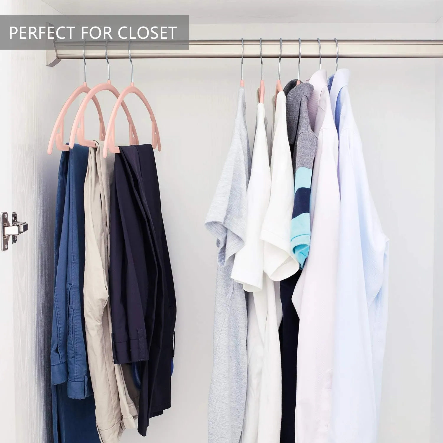 MIZGI Premium Velvet Hangers 50 Pack Heavyduty- Non Slip No Shoulder Bump Suit Hanger - Chrome Hooks,Space Saving Clothes Rounded Shape for Coat,Sweater,Jackets,Pants