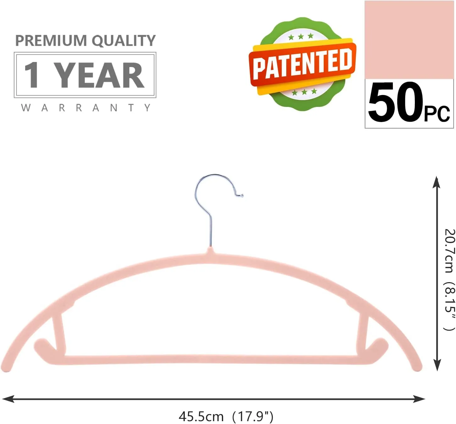 MIZGI Premium Velvet Hangers 50 Pack Heavyduty- Non Slip No Shoulder Bump Suit Hanger - Chrome Hooks,Space Saving Clothes Rounded Shape for Coat,Sweater,Jackets,Pants
