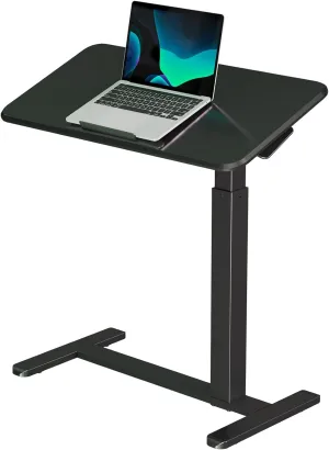 Mobile Standing Desk, Height Adjustable Rolling Laptop Table, 90 Tiltable Overbed Bedside Table, Portable Computer Cart with Wheels, Foldable for Home Office, Black