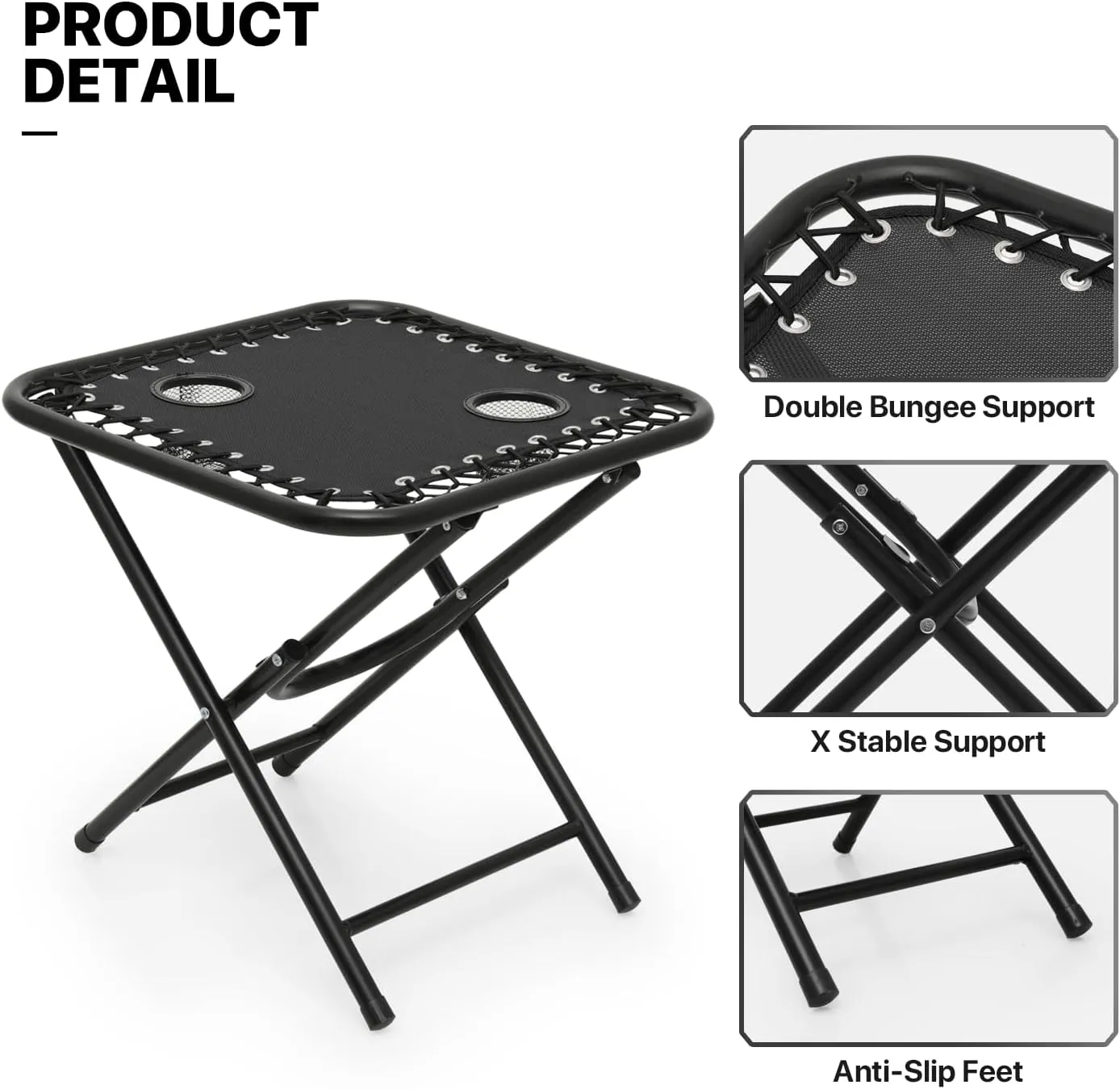 MoNiBloom Oversized Lounge Beach Chairs for Outside, 29" XL Zero Gravity Camping Chairs with Side Table, Pillow and Tray, 330lbs Capacity, Black
