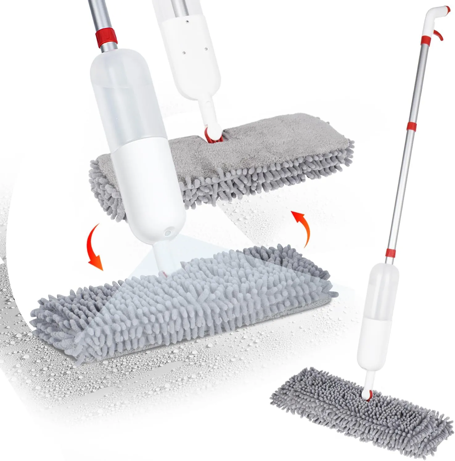 Mop for Floor Cleaning - 2-in-1 Double-Sided Microfiber Spray Mop with Flip Design, 3 Reusable Pads, for Laminate, Ceramic, Tile, Vinyl - Home & Commercial Use