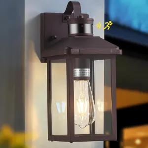 Motion Sensor Porch Light,Dusk to Dawn Outdoor Lighting,Waterproof Exterior Light Fixture,Bronze Outside Wall Mount Light for House Garage Patio Front Door