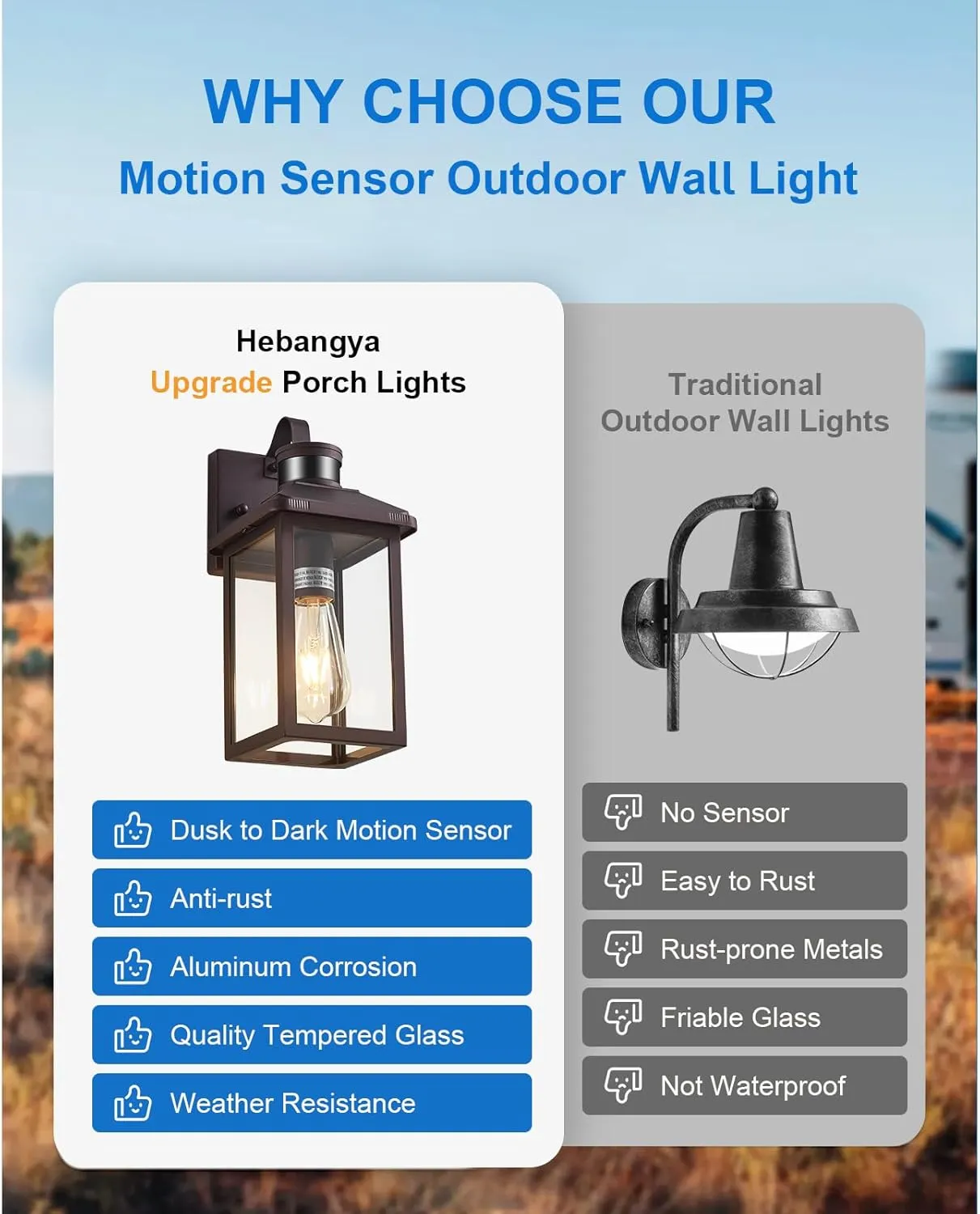 Motion Sensor Porch Light,Dusk to Dawn Outdoor Lighting,Waterproof Exterior Light Fixture,Bronze Outside Wall Mount Light for House Garage Patio Front Door