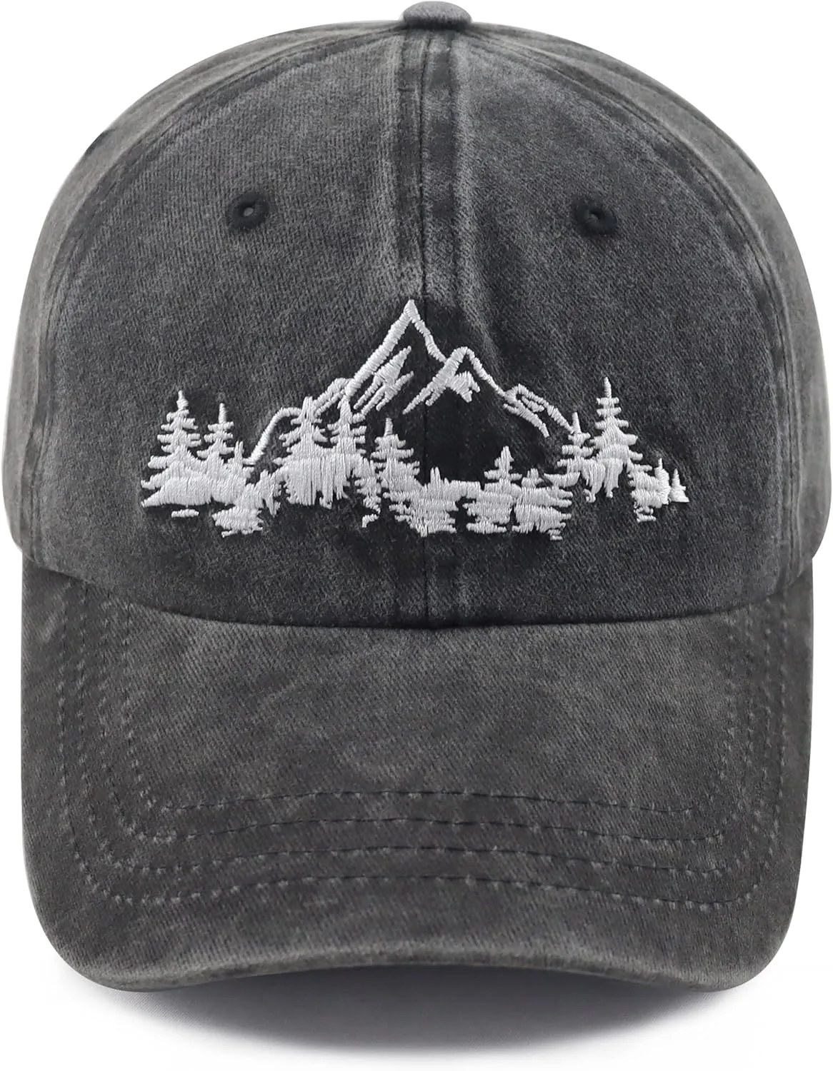 Mountain Trees Hat for Men Women, Funny Adjustable Cotton Embroidered Camping Hiking Explore Outdoor Baseball Cap