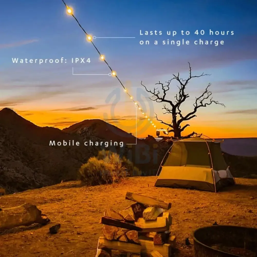 MPOWERD Luci Warm White 44" Solar String Lights with Detachable Power Hub - Black
