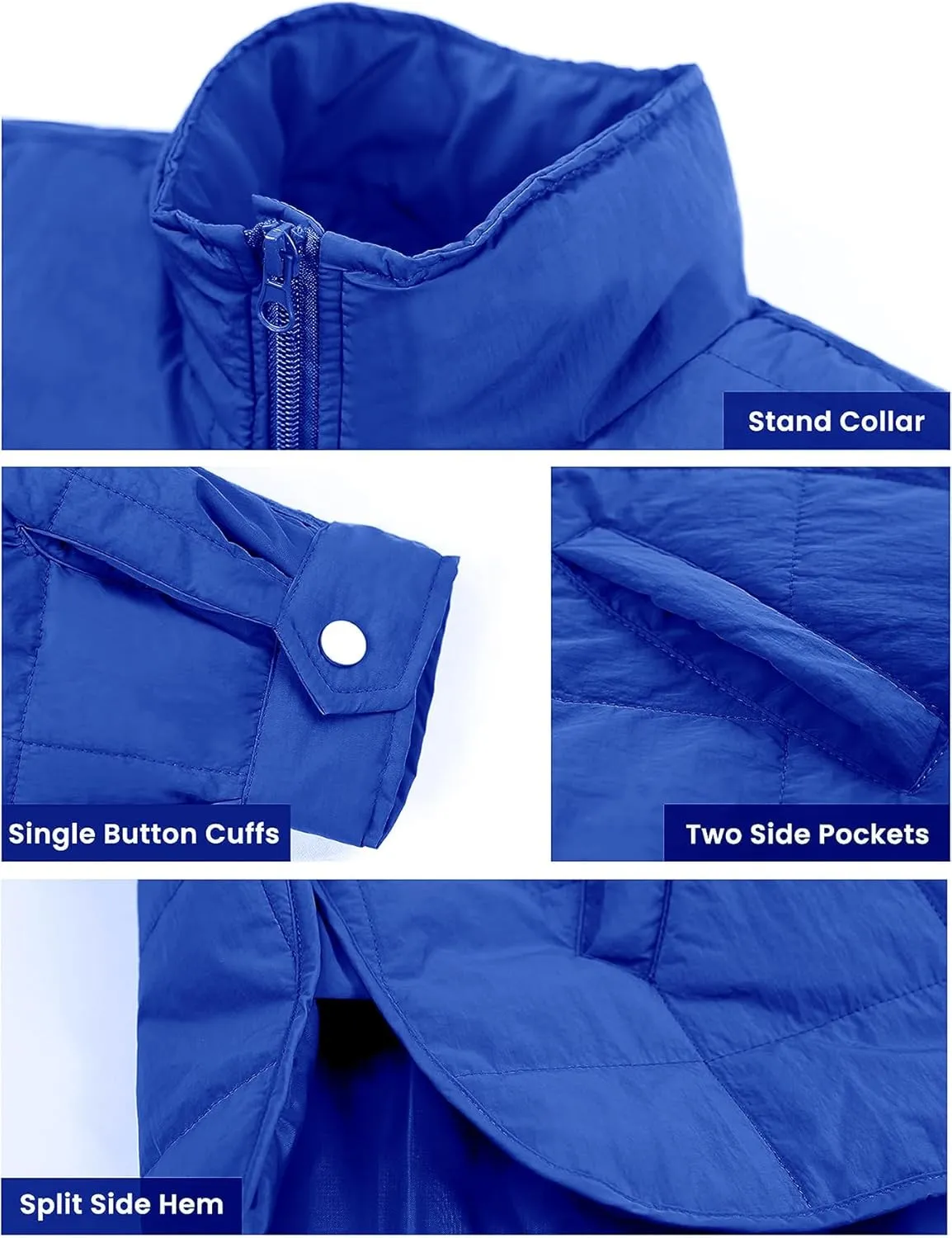 Muchpow Women's Lightweight Down Coat Long Sleeve Full Zipper Oversized Packable Short Puffer Jackets