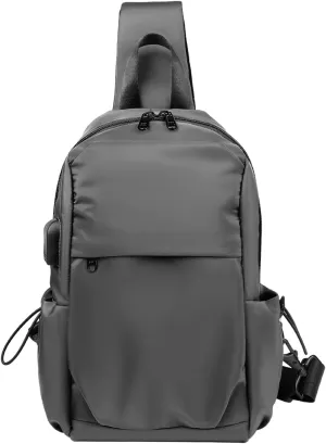 Muka Sling Backpack Crossbody Chest Bag with Charger Port, Sling Bag Multipurpose for Shopping Travel Workout