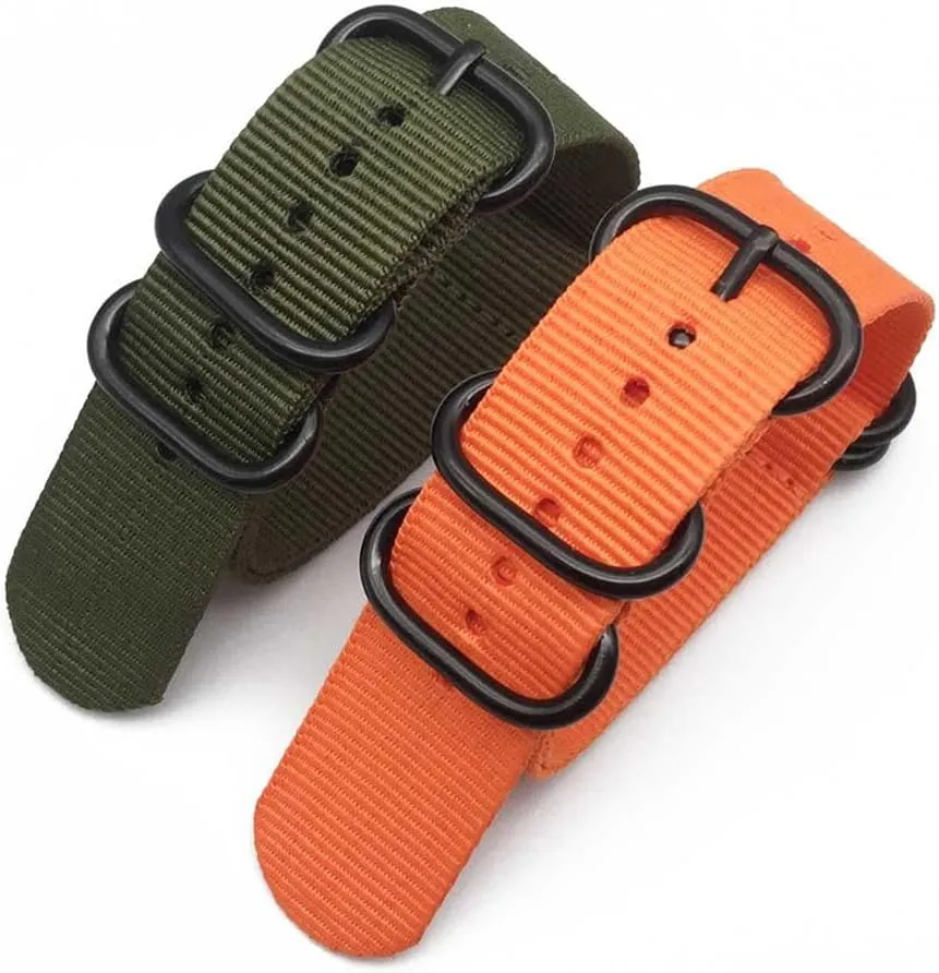 Multicolor Watch Strap Nylon Black Ring Buckle 18mm 20mm 22mm 24mm Striped Waterproof Replace Watch Accessories for Man Women