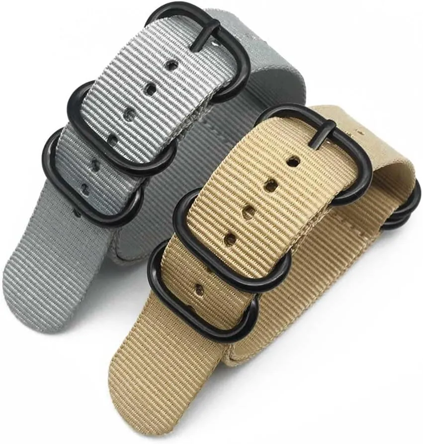 Multicolor Watch Strap Nylon Black Ring Buckle 18mm 20mm 22mm 24mm Striped Waterproof Replace Watch Accessories for Man Women