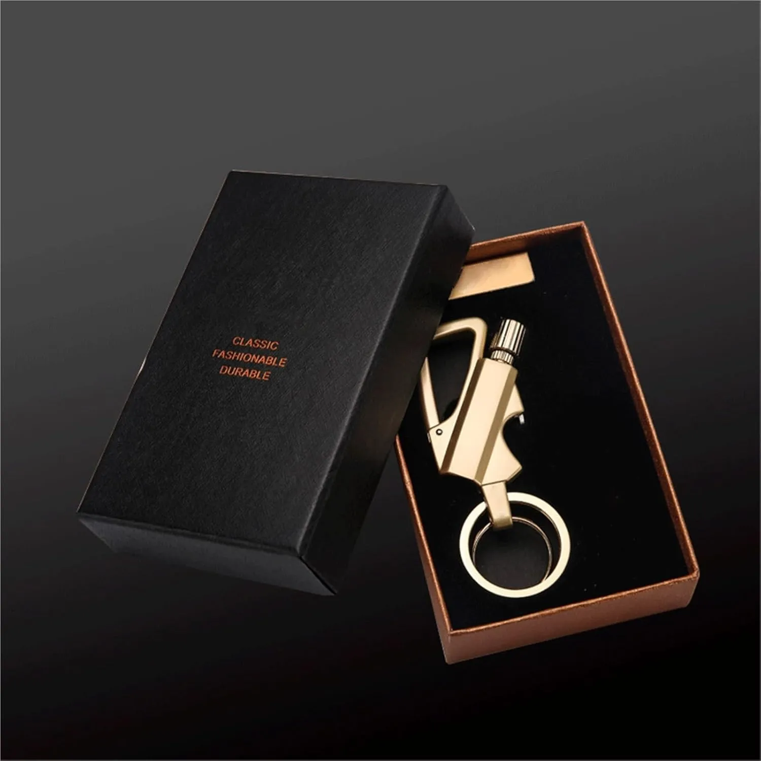 Multifunctional Match Kerosene Lighter - with Keychain Bottle Opener, Reusable Windproof and Waterproof Matches, Suitable for Outdoor Camping (Kerosene Not Included)(Black)