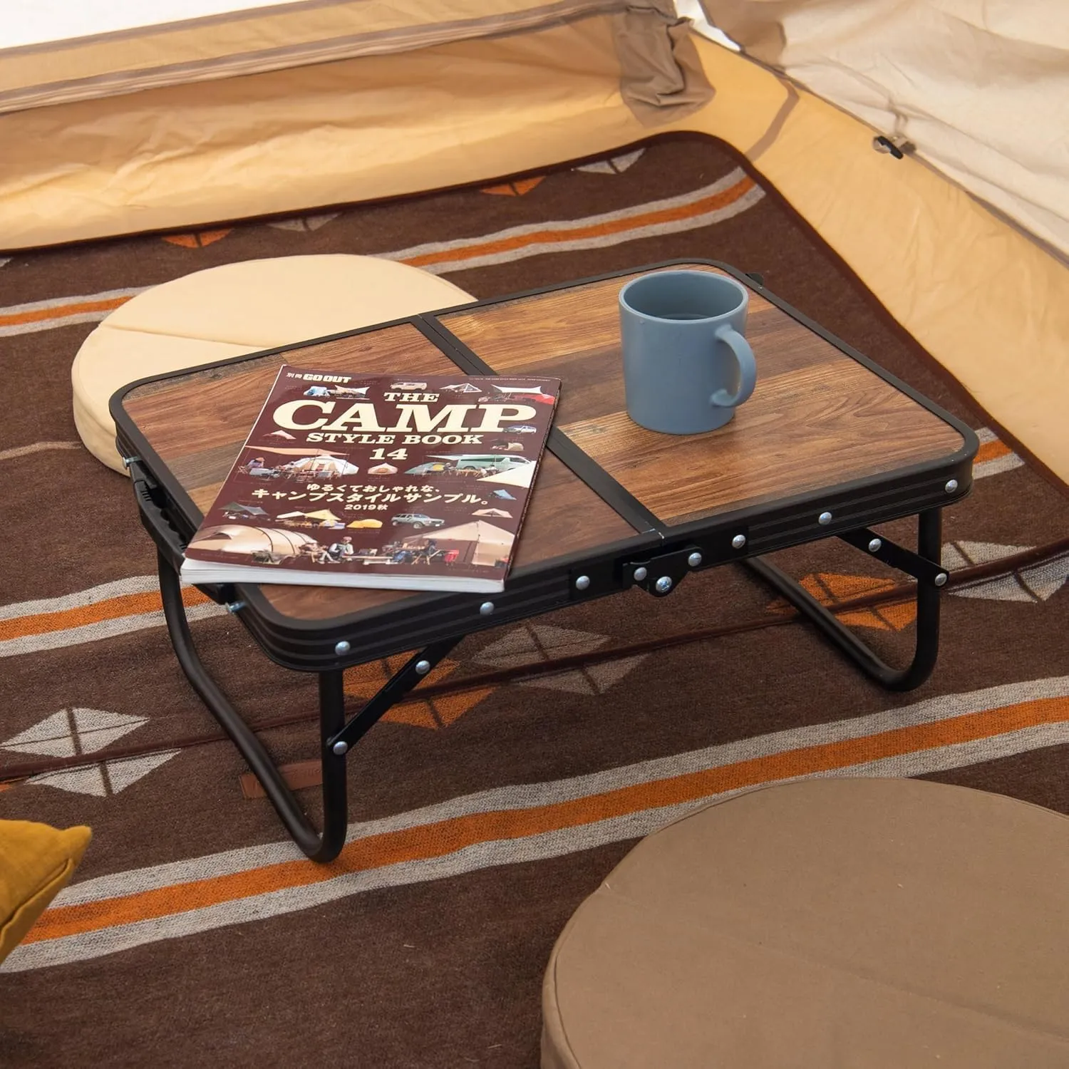 Naturehike Small Camping Folding Table, Portable Camping Side Tables with Adjustable Legs, Folding Beach Table with Carry Bag for Outdoor Camping, Cooking, BBQ, Travel - Wood