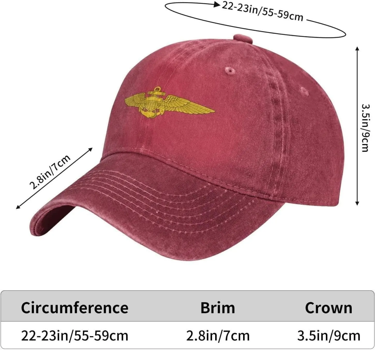 Naval Aviator Wings Denim Baseball Cap Hat Adjustable Cowboy Hat