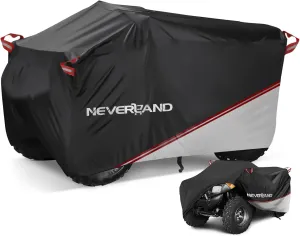 NEVERLAND Waterproof ATV Cover, Outdoor Heavy Duty Quad Cover Tear-Resistant 4 Wheeler Covers All Weather UV Protection for Polaris Sportsman Yamaha Honda Quad Bike (Silver & Black XXXL)