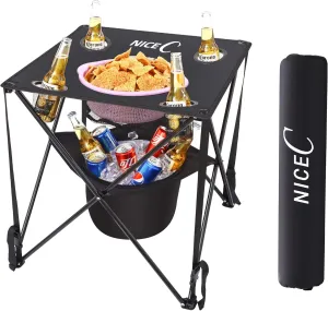 Nice C Camping Cooler with Table, Tailgating & Beach Table, Ultralight Compact with Carry Bag for Outdoor, Picnic