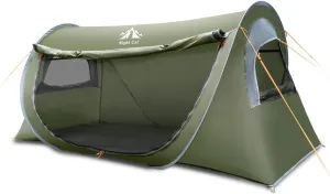 Night Cat Pop-Up Tunnel Tent: 1 Person Camping Tent Waterproof Instant Easy Setup Outdoor Tent