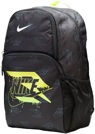 Nike 3 Brand Graphic Print Backpack – Black/Volt – One Size (30L)