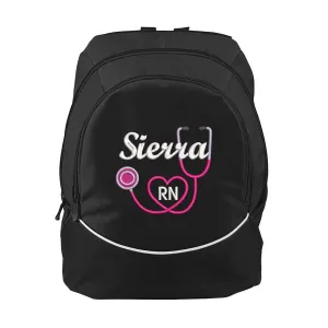 Nurse 2 Stethoscope Personalized Embroidered Back Pack