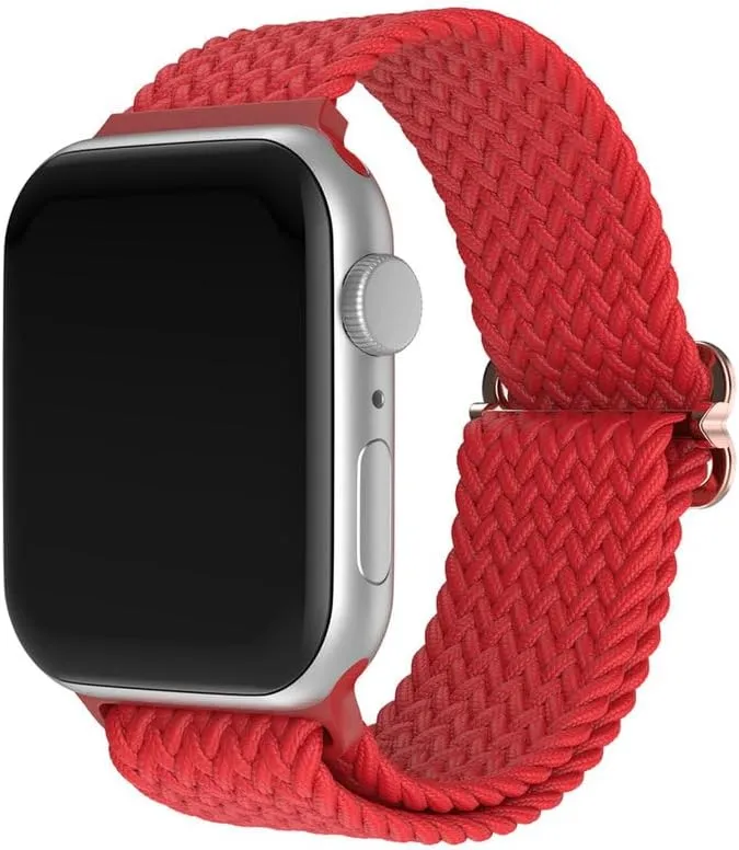 Nylon Elastic Single Loop Watch Band for Watch Series 38mm 42mm for iWatch Series 1-9 SE Ultra Adjustable Replacement Strap,red, 38MM/40mm/41MM