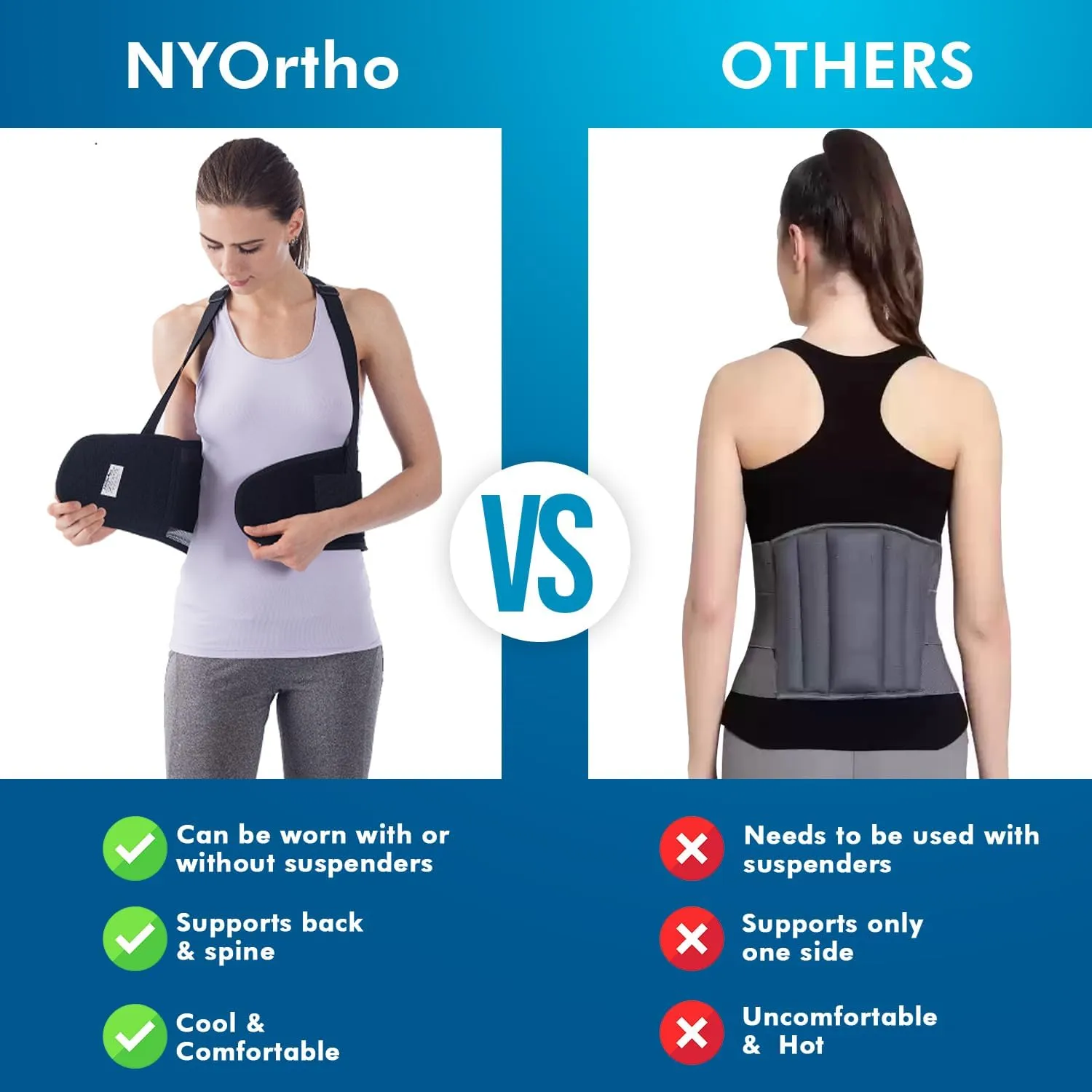NYOrtho Back Brace For Women & Men - Instantly Relieves Back Pain - Back Support Brace - Back Support Belt For Surgeries - Maximum Posture & Spine Support - Adjustable & Breathable - 6XL 58-62 in