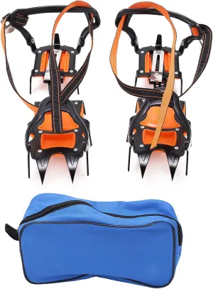 oceanside Outdoor Crampon Shoes, Crampons Non Slip 12 Teeth High Strength Strong Grip Solid Wear Resistant Skates Snow Desert