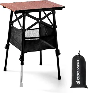 Odoland Folding Camping Table with Sturdy Storage Bag, Adjustable Height Portable Lightweight Mini Beach Table for Outdoor Picnic Hiking Travelling