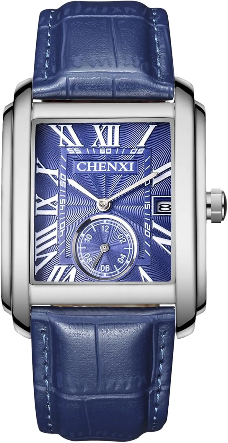 OIDEA Square Leather Men's Watch: Fashion Analog Quartz Wrist Watches for Men Waterproof Date Business Casual Dress Wristwatch
