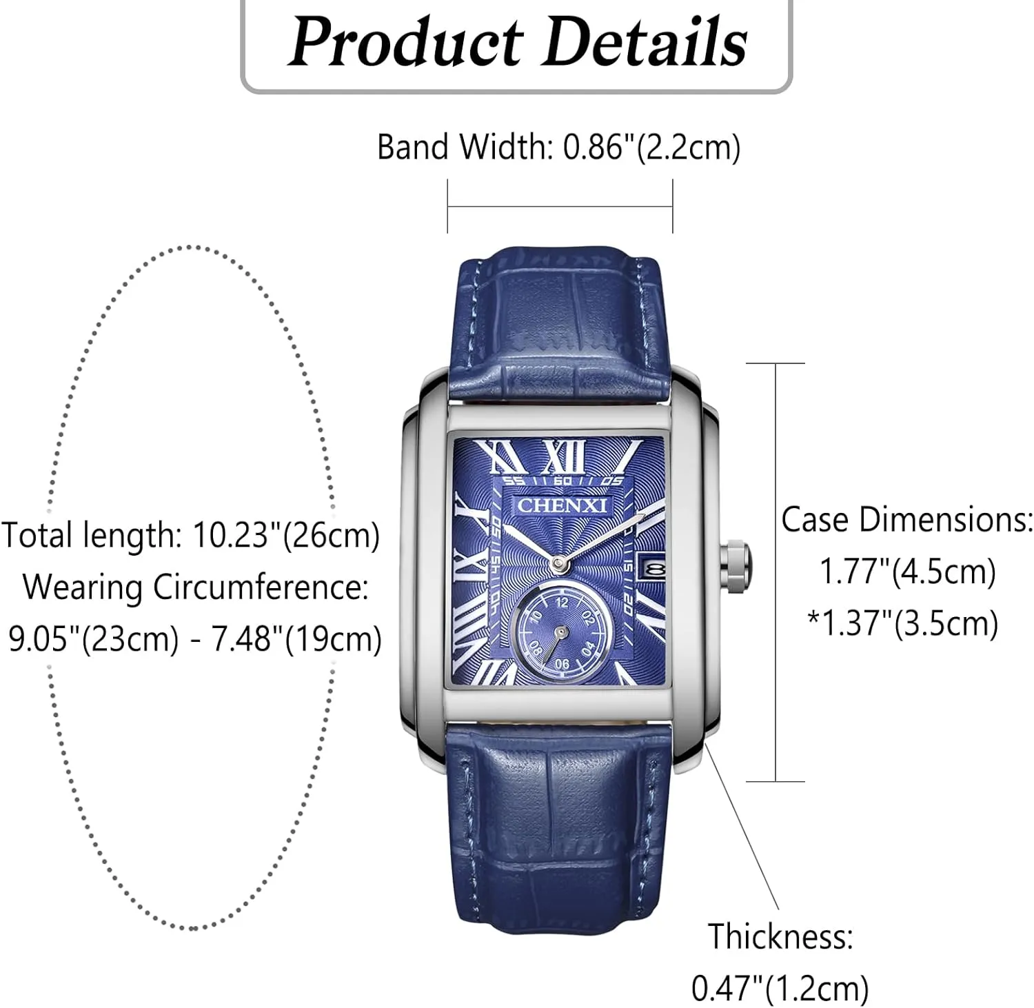 OIDEA Square Leather Men's Watch: Fashion Analog Quartz Wrist Watches for Men Waterproof Date Business Casual Dress Wristwatch