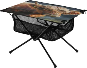 Oil Highland Cattle Portable Folding Camping Table, Compact Lightweight Beach Table with Carrying Bag for Outdoor Picnics, BBQs, Camp