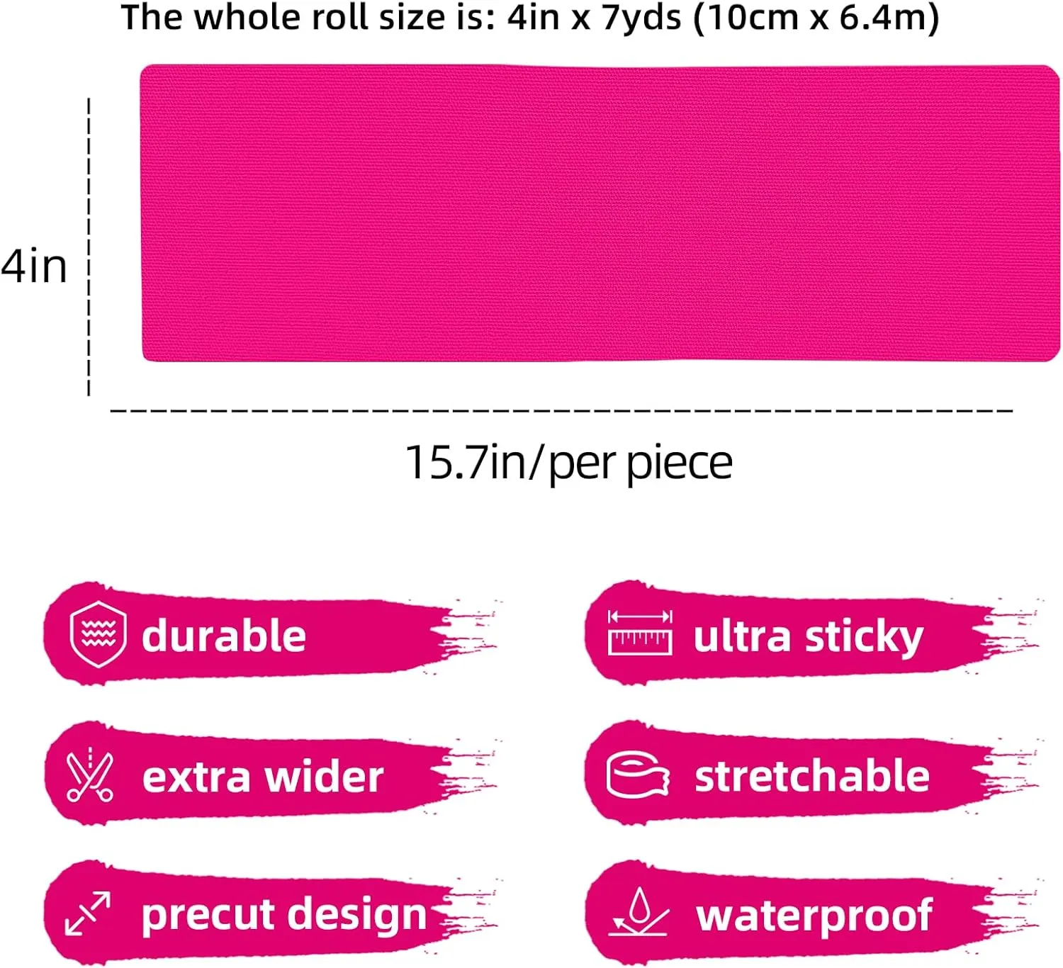 OK TAPE Turf Tape, Precut Extra Wide Turf Tape Footabll Turf Burn, Pink Athletic Tape Waterproof, Durable and Super Sticky Kinesiology Tape, 4in x 21ft (4in x 15.75in/16pcs)