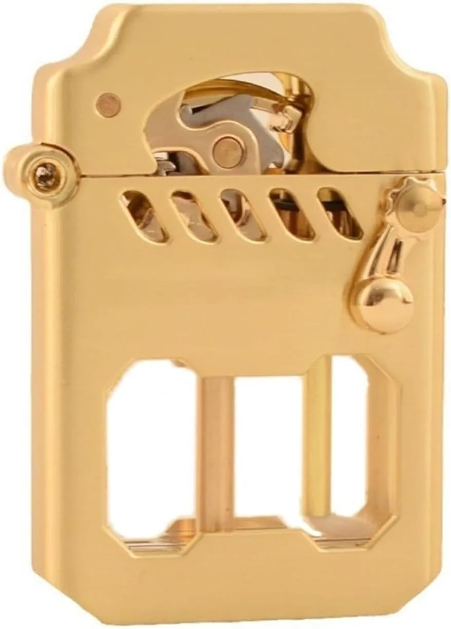 Old-Fashioned Kerosene Lighter, Rocker Link Drive Gear Ignition Lighter, replenishable Kerosene Lighter, with Fuel Observation Window, Suitable for Outdoor use and Travel(Metallic)