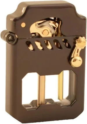 Old-fashioned metal kerosene lighter, recyclable kerosene lighter, rocker link drive gear ignition lighter, with fuel observation window, suitable for wilderness, travel, camping (fuel not included)(B