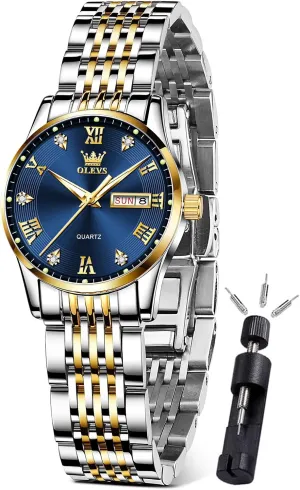 OLEVS Watches for Women Small Wrist Women’s Watches Waterproof Analog Quartz Fashion Simple Ladies Watches with Date Dress Stainless Steel Woman Watch