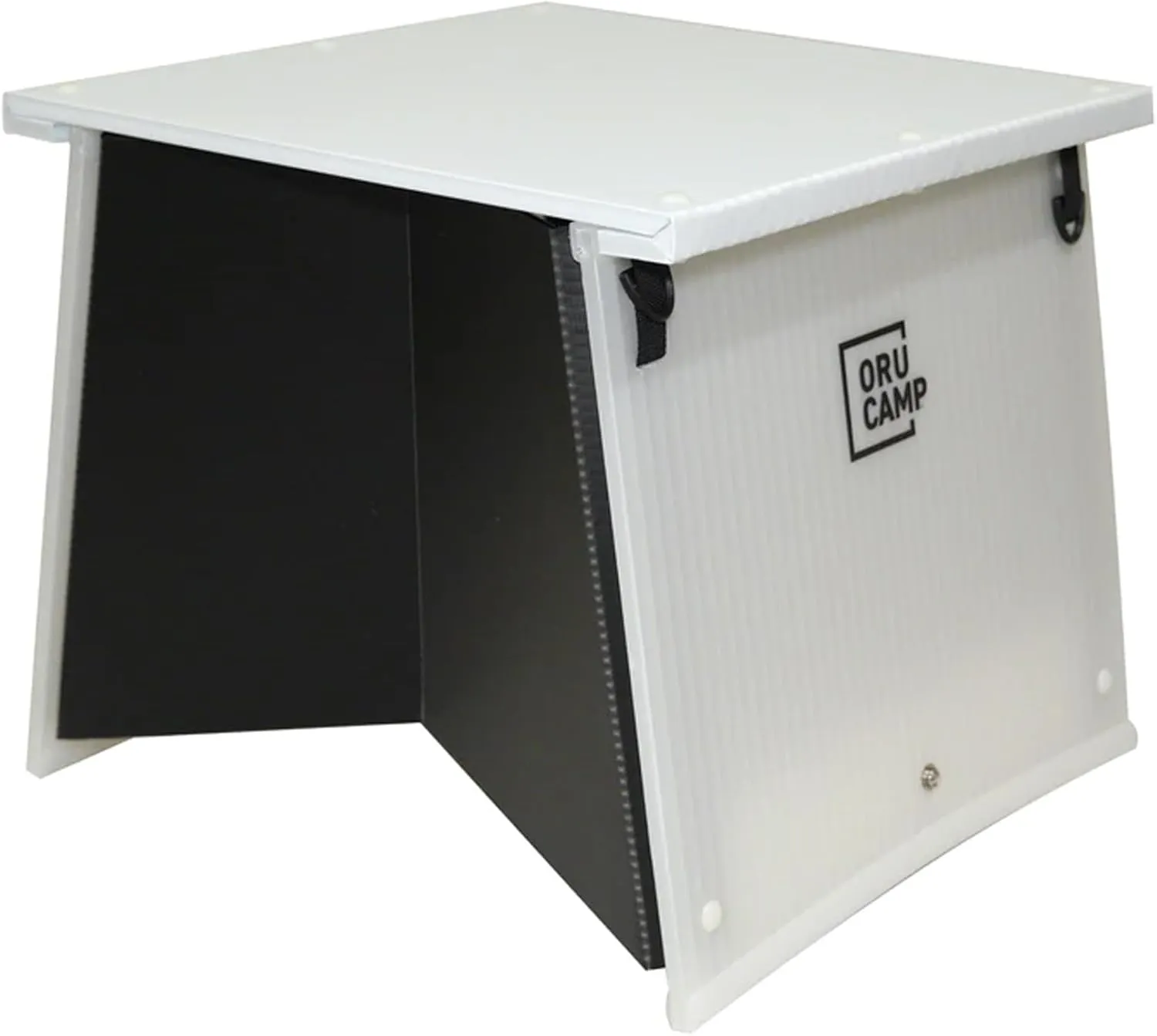 Oru Kayak Camp Foldable FlipCube | Lightweight Multi-Purpose Stool Table with Built-in Storage for Outdoor Camping, Hiking, Beach | 16.25 x 16.25 x 14.25in, Black