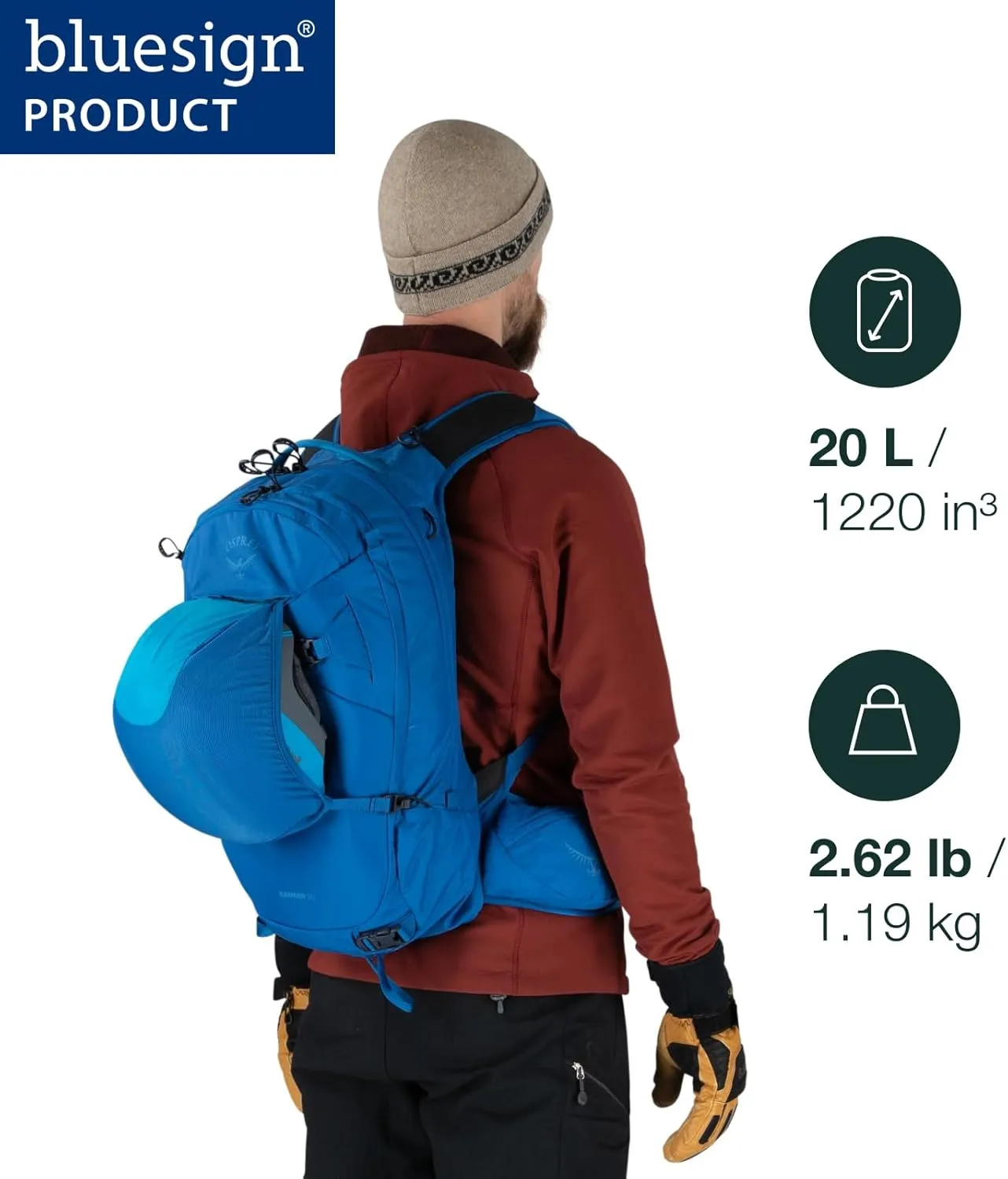 Osprey Kamber 20L Men's Backcountry Ski and Snowboard Backpack, Alpine Blue
