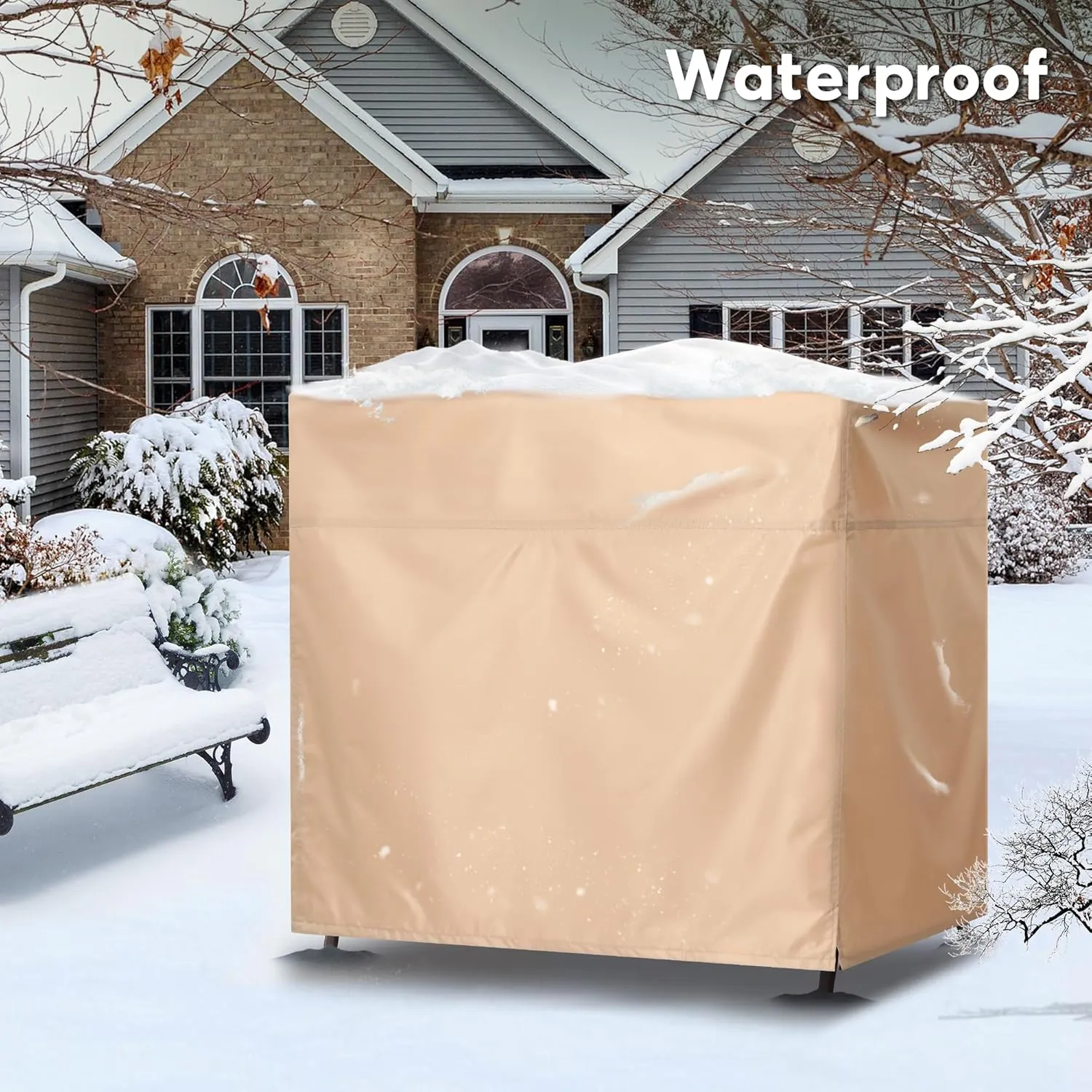 Outdoor 3 Triple Seater Hammock Patio Swing Chair Cover, Water-Resistant, All Weather Protection, Beige Color