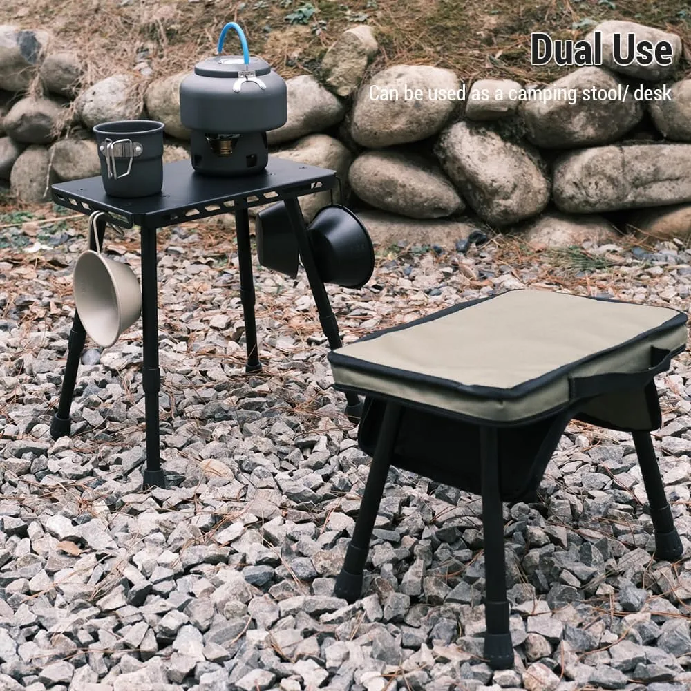Outdoor Camping Folding Stool Lightweight Pony Stool Dual-Use Adjustable Height Picnic Table Chair