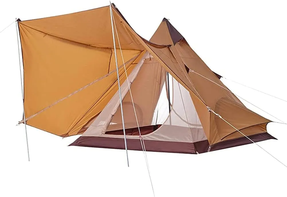 Outdoor Camping Pyramid Tent Double Layers Indian Beach Tent Rainproof Sun Protection Casual Picnic Camping Mongolian Yurt Tent Hiking Shelter