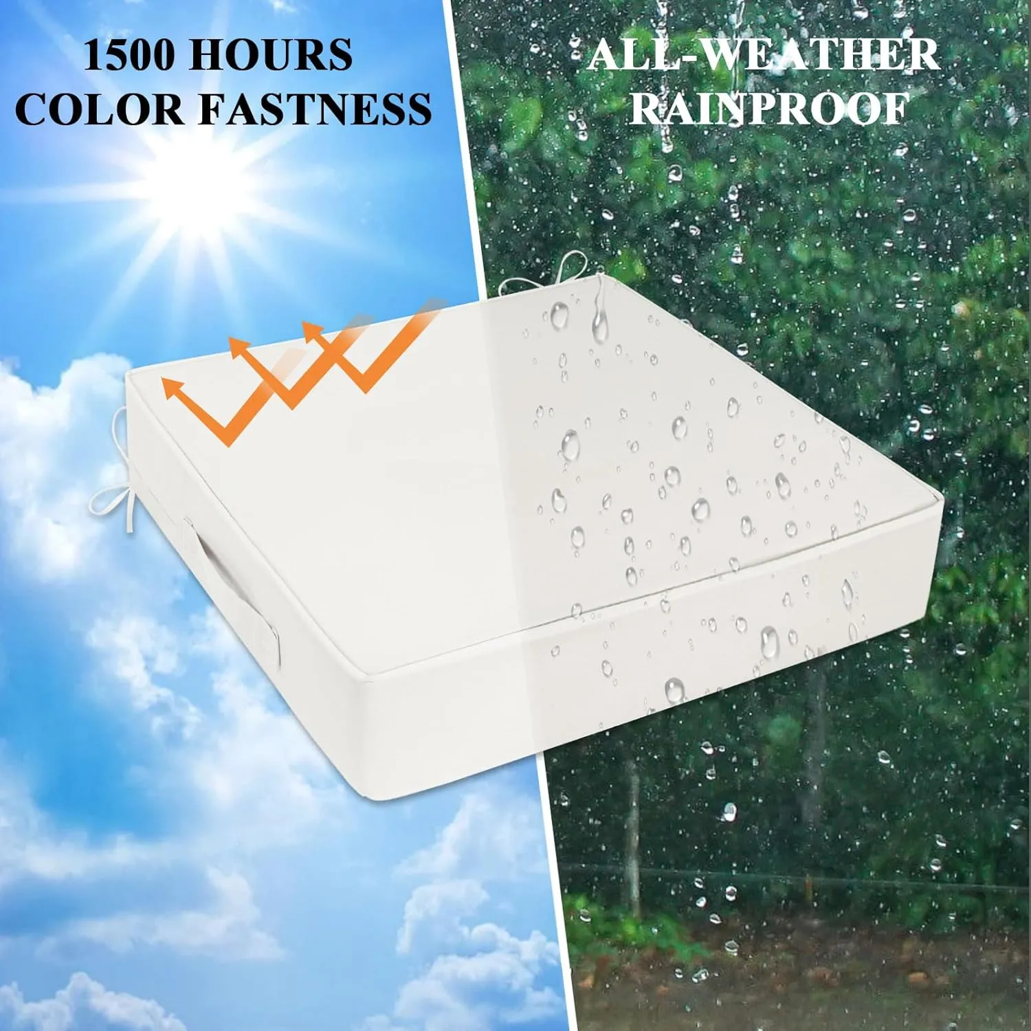 Outdoor Chair Cushions Set of 2 for Patio Furniture 22x22x4 Inch Waterproof Patio Chair Cushion 3 Year Color Fastness Square Elastic Foam Garden Sofa Couch Pads with Ties and Handle,Beige
