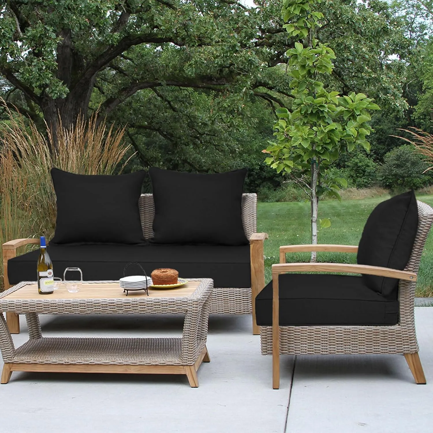 Outdoor Deep Seat Cushion Set, Deep Patio Chair Cushions, Outdoor Seat Cushions for Patio Furniture, 22 x 24, Replacement Outdoor Couch Cushion for Sofa, Rain-Proof, Fade Resistant