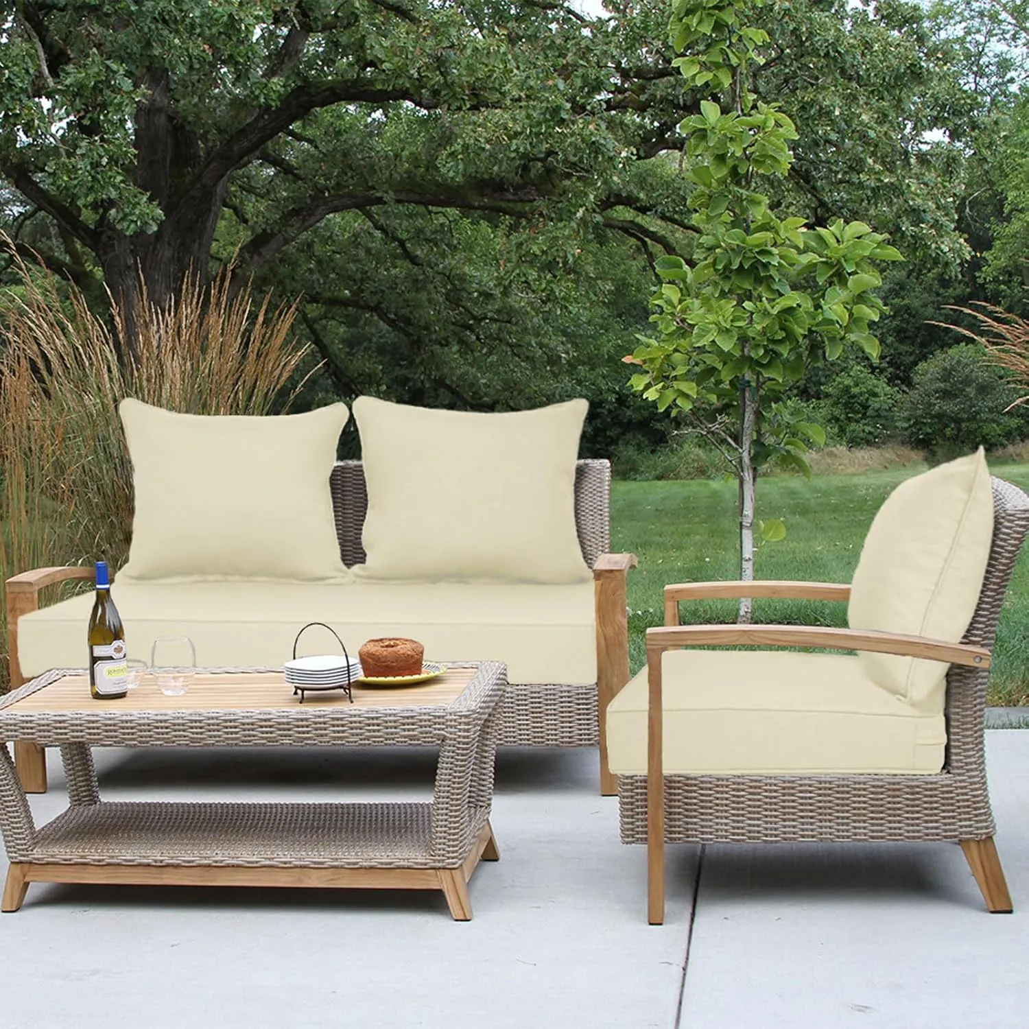 Outdoor Deep Seat Cushion Set, Deep Patio Chair Cushions, Outdoor Seat Cushions for Patio Furniture, 22 x 24, Replacement Outdoor Couch Cushion for Sofa, Rain-Proof, Fade Resistant
